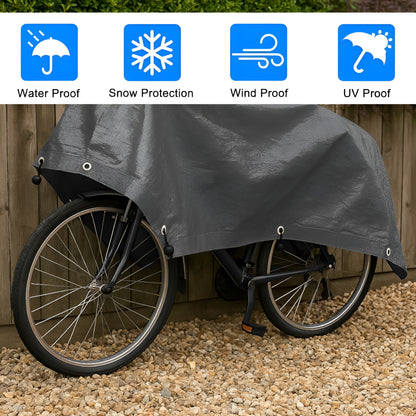 10 x 12 m Tarpaulin Cover - Grey 200GSM - Waterproof, Frost-Resistant, UV Protection, Multipurpose, Groundsheet