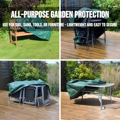 6 x 6 m Tarpaulin Cover - Green 90GSM - Waterproof, Frost-Resistant, UV Protection, Multipurpose, Groundsheet