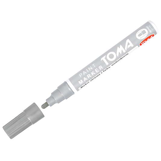 Silver Oil-Based Paint Marker Pen Permanent - 2.5mm Round Tip, Fast-Drying Waterproof Ink - Universal for All Surfaces