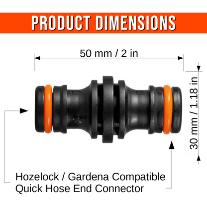 Double Male Hose Connector Coupler Extender Joiner - Leak-Proof & Durable - Compatible with Hozelock, Gardena (Black x 1 Pc)