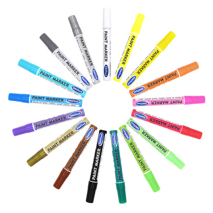 Oil-based Paint Marker Pen Permanent for Tyres Rubber Stone Leather Fabric Plastic Glass (Gold)