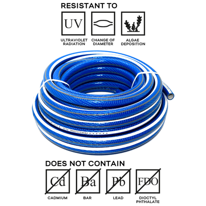 30 m / 98 ft Garden Hose Pipe - 1/2" Kink-Free 6-Layer Reinforced Non-Toxic Phthalate-Free PVC Hosepipe - Watering Tube - Blue