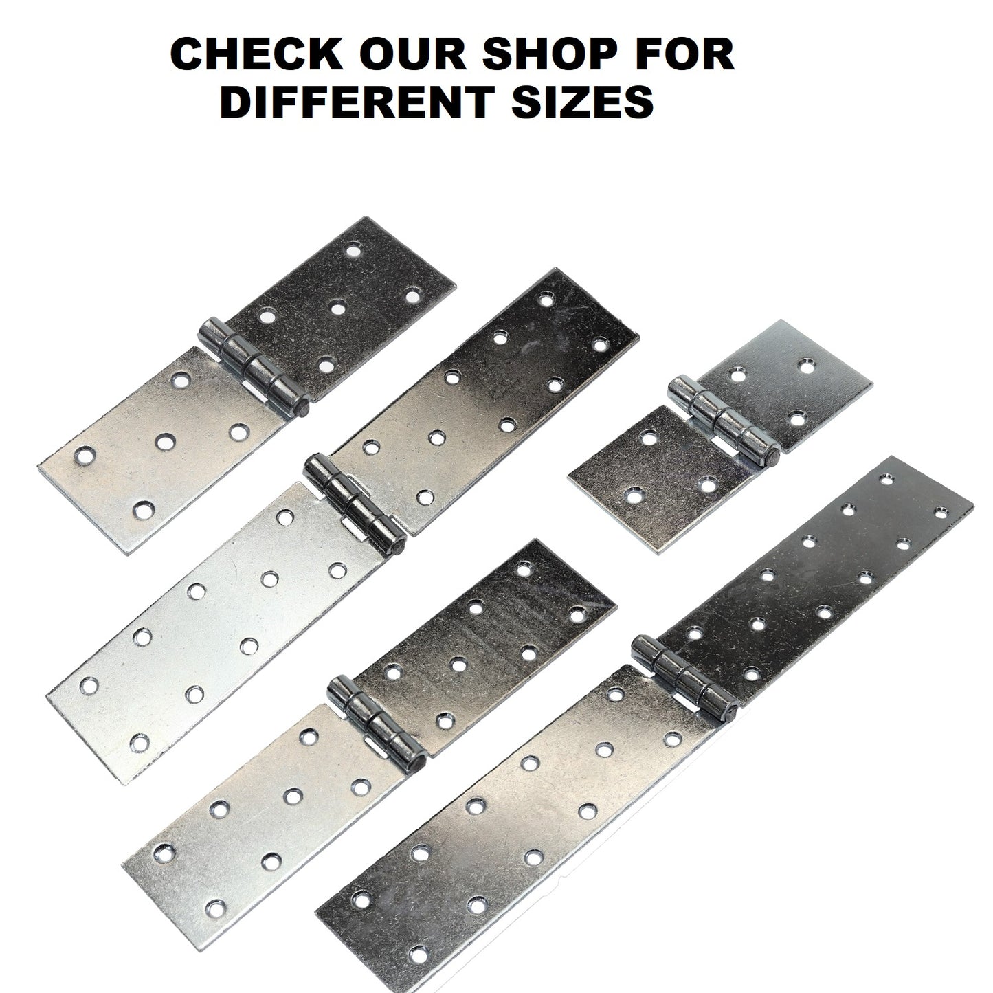 Pack of 2 x 100 mm Backflap Hinge Galvanised, Silver Steel Back Flap Hinges, Weather Resistant, Rust Corrosion Proof, Strap Hinges