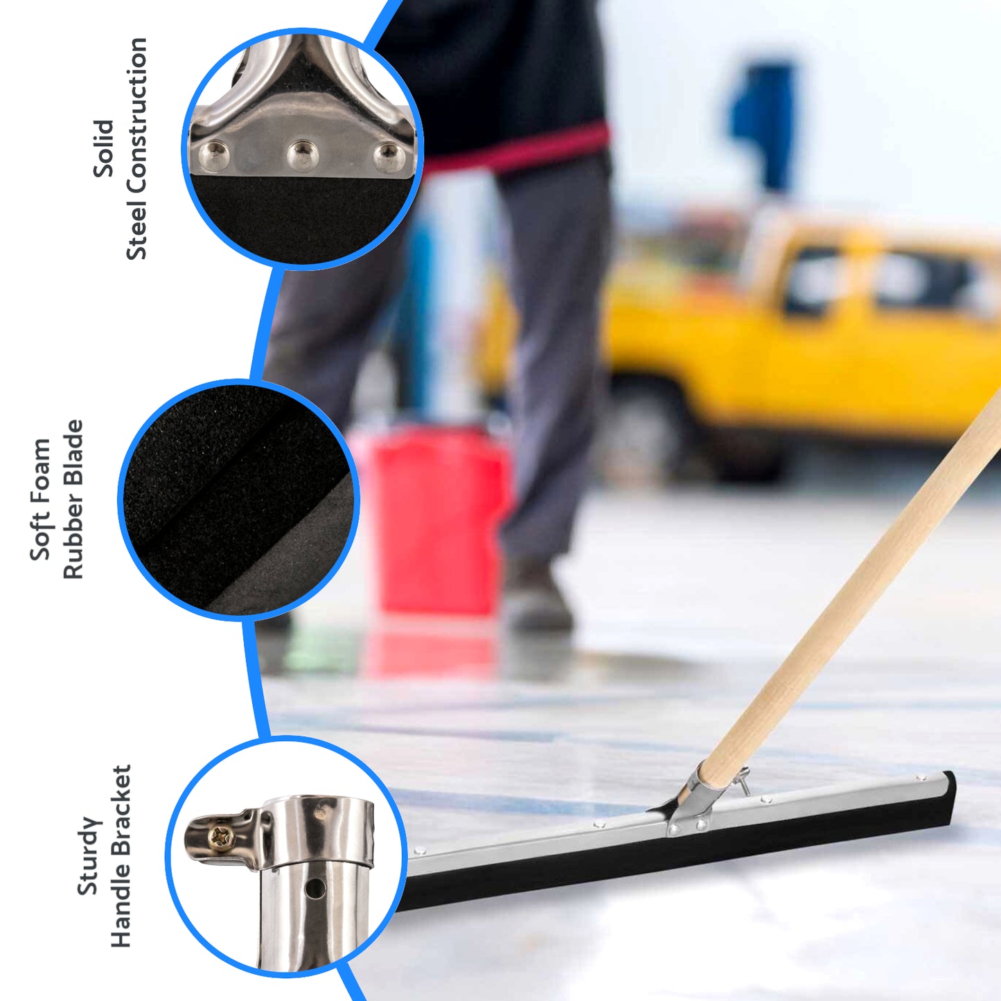 18 Inch Floor Squeegee Head Blade Wet Floor Wiper Rubber Squeegee Indoor Outdoor Floor Cleaner