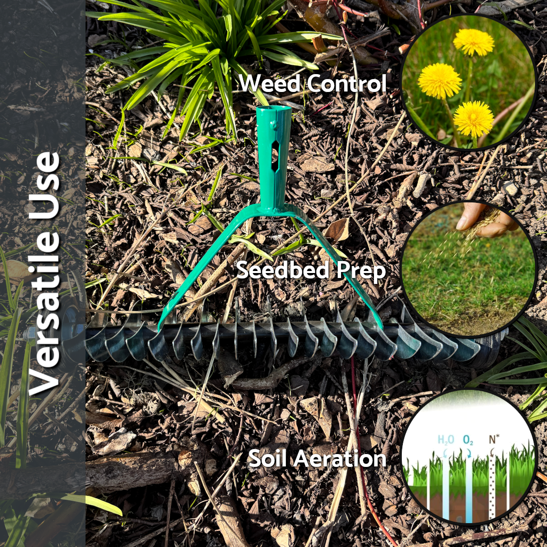 Lawn Aerator Scarifier Head, Effective Manual Lawn Grass Soil Maintenance, Hand Dethatching Rake, Garden Tool (Rolling)