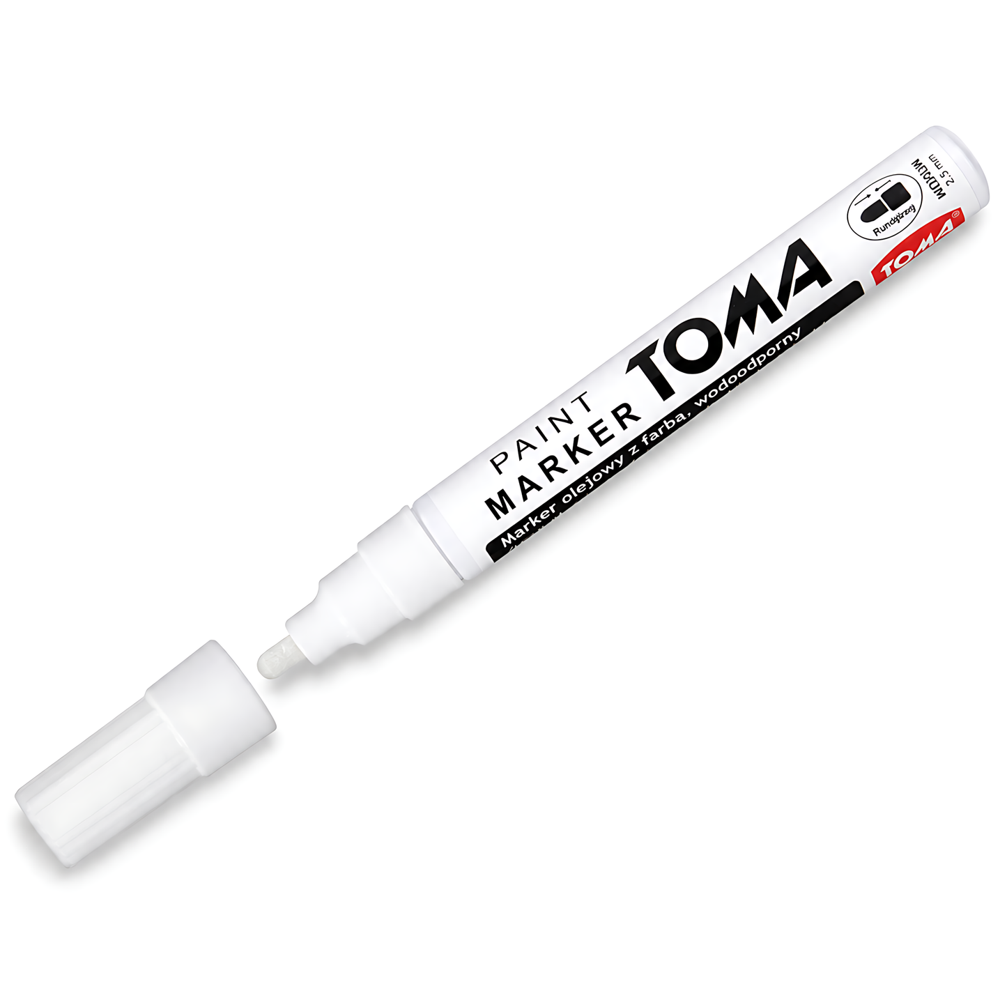 White Oil-Based Paint Marker Pen Permanent - 2.5mm Round Tip, Fast-Drying Waterproof Ink - Universal for All Surfaces