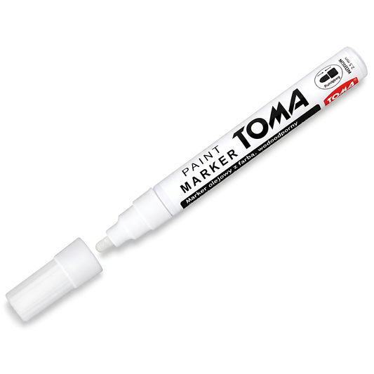 White Oil-Based Paint Marker Pen Permanent - 2.5mm Round Tip, Fast-Drying Waterproof Ink - Universal for All Surfaces