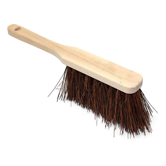 Stiff Bassine Hand Brush with Wooden Handle - Heavy Duty Hard Bristle Bench Sweeper for Workshop Garage Outdoor Use - 28 cm