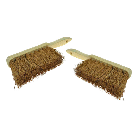 2 x Soft Coco Hand Brush with Natural Coconut Bristles - 28cm Wooden Counter Bench Tabletop Cleaning Brush - Eco-Friendly