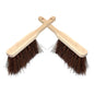 2 x Stiff Bassine Hand Brush with Wooden Handle - Heavy Duty Hard Bristle Bench Sweeper for Workshop Garage Outdoor Use - 28 cm