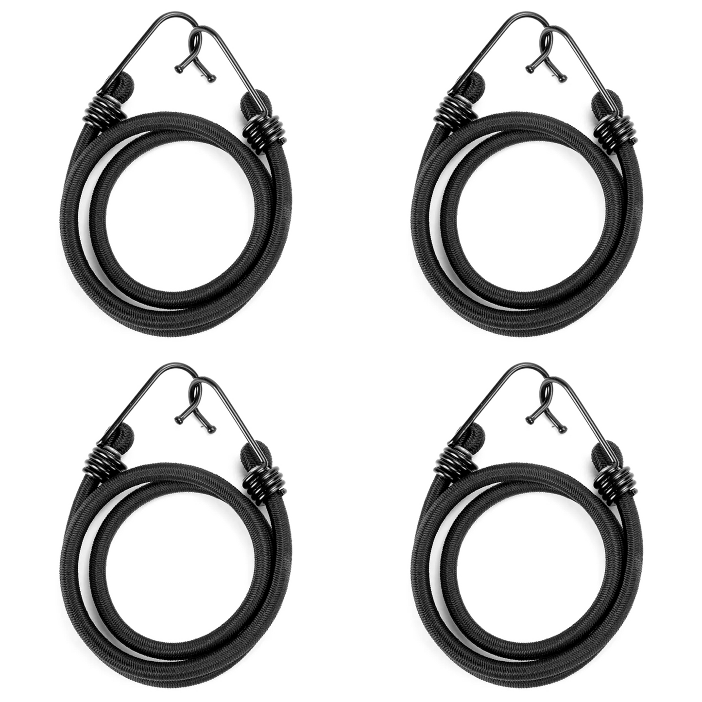 4 x 100 cm / 39" Heavy Duty Bungee Cord with Hooks - Strong 8mm Elastic Luggage Straps for Roof Rack, Travel, Camping, Car Boot