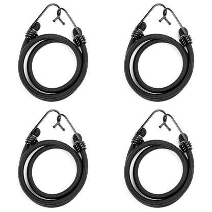 4 x 100 cm / 39" Heavy Duty Bungee Cord with Hooks - Strong 8mm Elastic Luggage Straps for Roof Rack, Travel, Camping, Car Boot