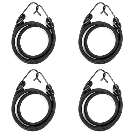 4 x 100 cm / 39" Heavy Duty Bungee Cord with Hooks - Strong 8mm Elastic Luggage Straps for Roof Rack, Travel, Camping, Car Boot