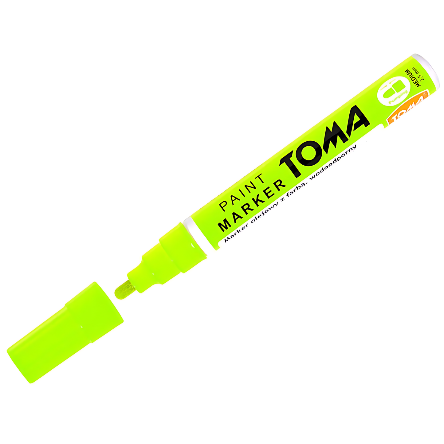 Yellow Neon Oil-Based Paint Marker Pen Permanent - 2.5mm Round Tip, Fast-Drying Waterproof Ink - Universal for All Surfaces