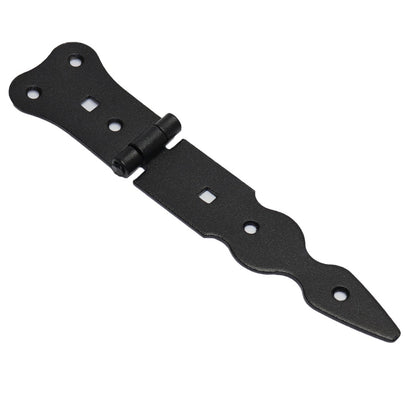 Pack of 1 x 150 mm Narrow T-Hinge Black, Retro Steel Tee Hinges, Weather Resistant, Rust Proof Powder Coating, T Strap Hinges
