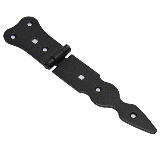 Pack of 1 x 150 mm Narrow T-Hinge Black, Retro Steel Tee Hinges, Weather Resistant, Rust Proof Powder Coating, T Strap Hinges