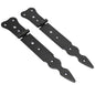 Pack of 2 x 200 mm Narrow T-Hinge Black, Retro Steel Tee Hinges, Weather Resistant, Rust Proof Powder Coating, T Strap Hinges